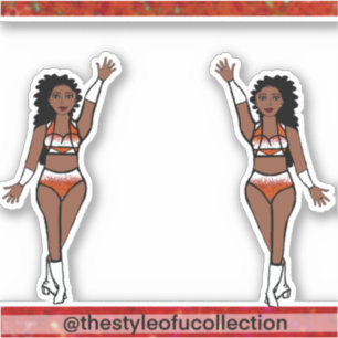 Adesivo Maiorette / Dançarino Stickers Queimados Laranja E