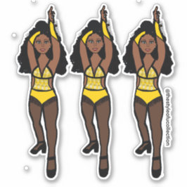 Adesivo Maiorette / Dancer Stickers Amarelo/ Preto Fringe 