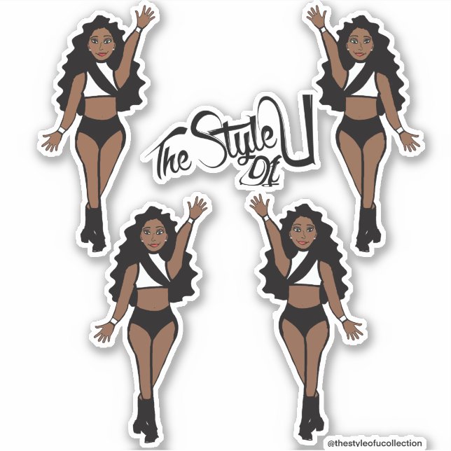 Adesivo Maiorette / Dancer Stickers Black & White C (Frente)