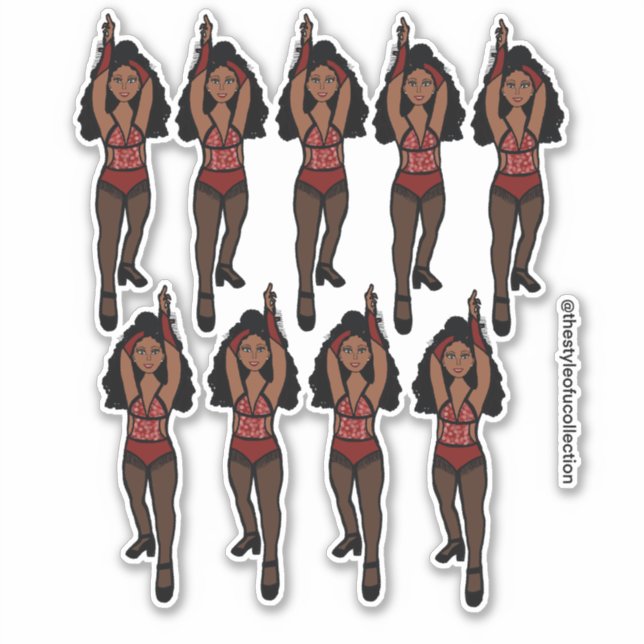 Adesivo Maiorette / Dancer Stickers Red/ Black Fringe 1 (Frente)