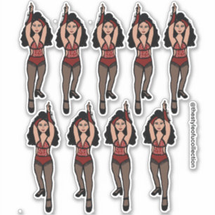 Adesivo Maiorette / Dancer Stickers Red/ Black Fringe 2
