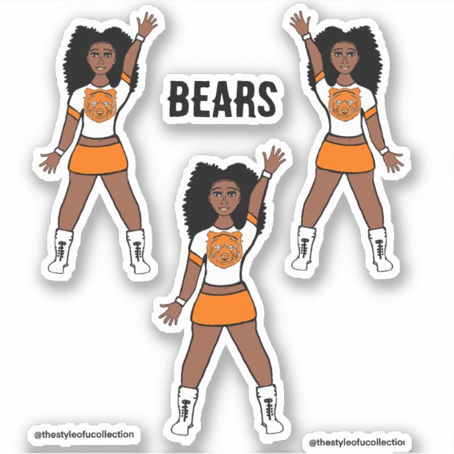 Adesivo Maiorette / Dancer Stickers White Orange Bear A (Frente)
