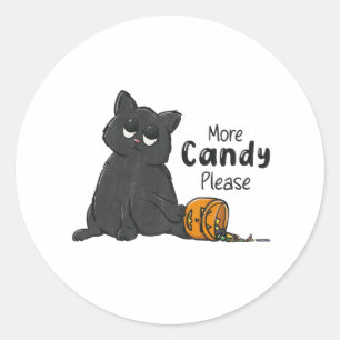 Adesivo Mais Doces Por Favor Halloween Gato Preto