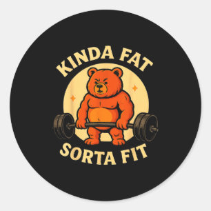 Adesivo Mais ou Menos em Forma Meio Gordo - Urso Engraçado