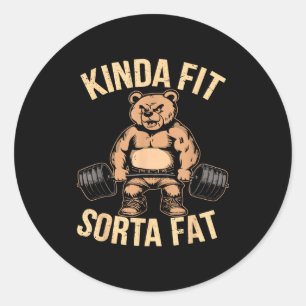 Adesivo Mais ou Menos em Forma Meio Gordo - Urso Engraçado