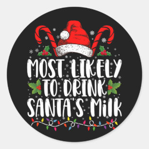 Adesivo Mais Propenso a Beber o Leite do Papai Noel Natal 