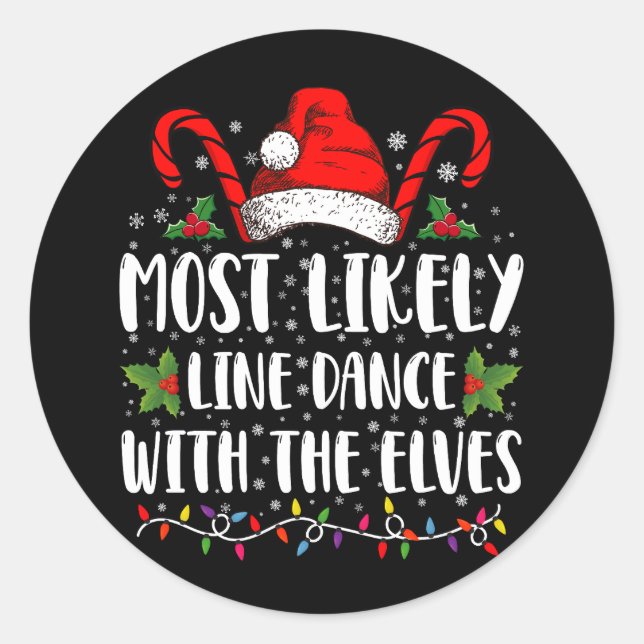 Adesivo Mais Propenso a Dançar em Linha com os Elfos Natal (Frente)