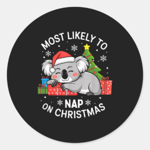 Adesivo Mais Propenso a Dormir no Natal Koala Engraçado Na