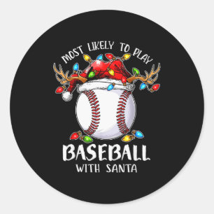 Adesivo Mais Propenso a Jogar Beisebol com o Natal de Sant