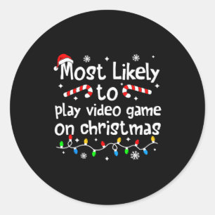 Adesivo Mais Propenso a Jogar Video Games no Natal Corresp