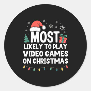 Adesivo Mais Propenso a Jogar Videojogos no Gamer de Natal