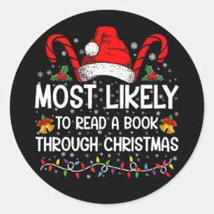 Adesivo Mais Propenso a Ler um Livro Durante o Natal