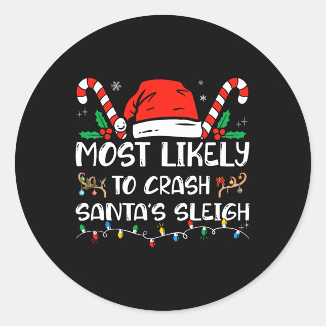 Adesivo Mais provável de travar Papais noeis Sleigh Matchi (Frente)