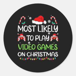 Adesivo Mais Provável Jogos de Vídeo Natal Família Gamer