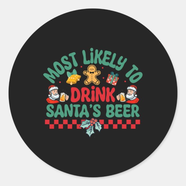Adesivo Mais Provável Para Beber Papais noeis No Natal Paj (Frente)