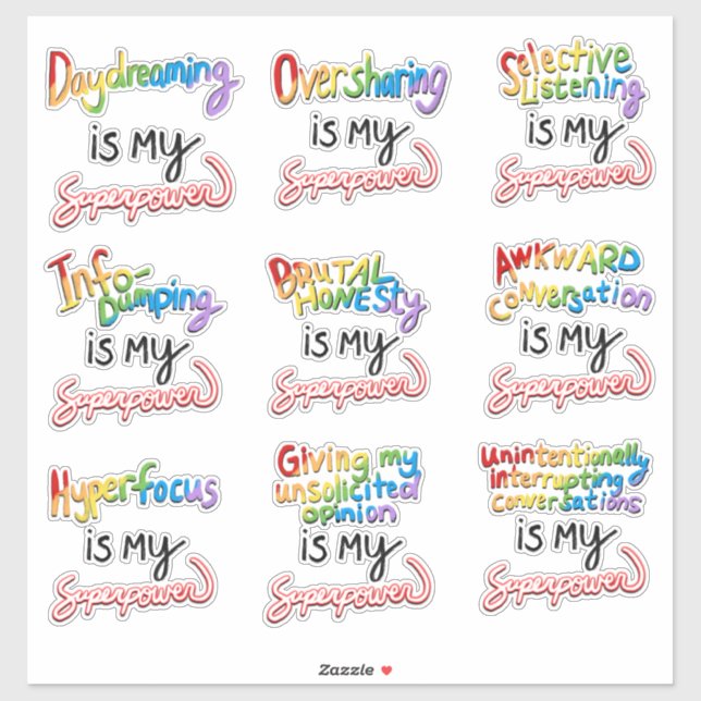 Adesivo Mais superpoderes neurodivergentes (Folha)