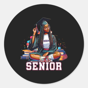 Adesivo Mais velho 2024 Black Afro African Woman Graduatio
