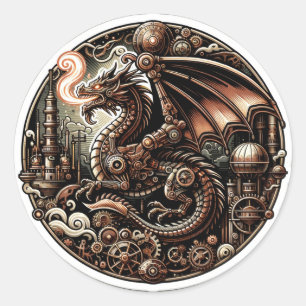 Adesivo Majestade Mecânica: O Dragão Steampunk da Co