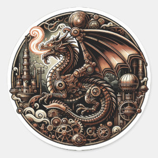 Adesivo Majestade Mecânica: O Dragão Steampunk da Co
