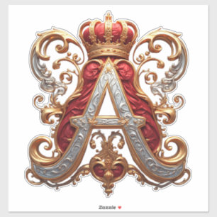 Adesivo Majestosa Letra A Ornamentada com Coroa