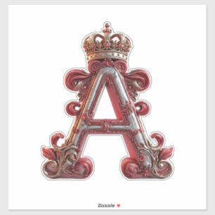Adesivo Majestosa Letra A Ornamentada com Coroa