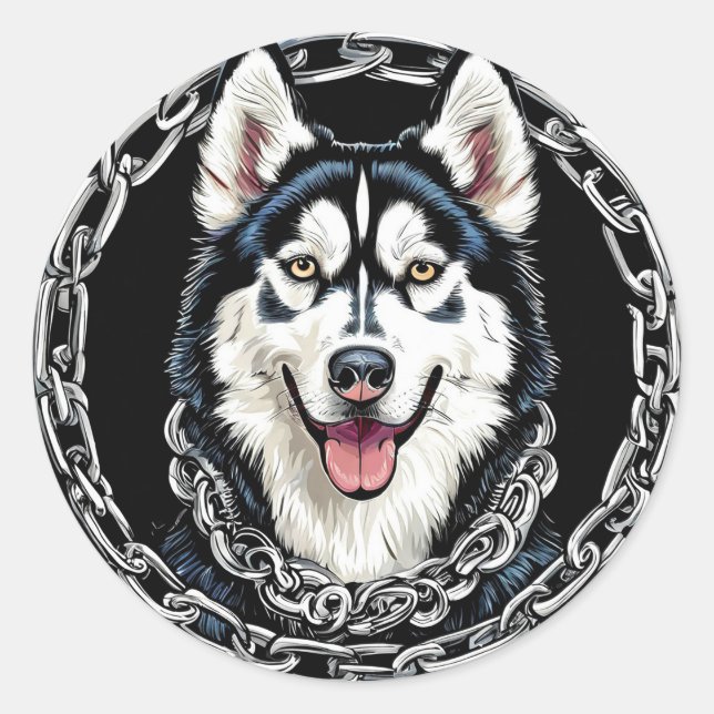 Adesivo Majestoso Cão Husky com Cores Ousadas (Frente)