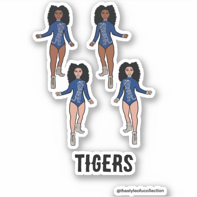 Adesivo Majorette / Dançarino Stickers Blue Silver Tiger (Frente)
