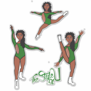 Adesivo Majorette / Dançarino Tri Pose Verde
