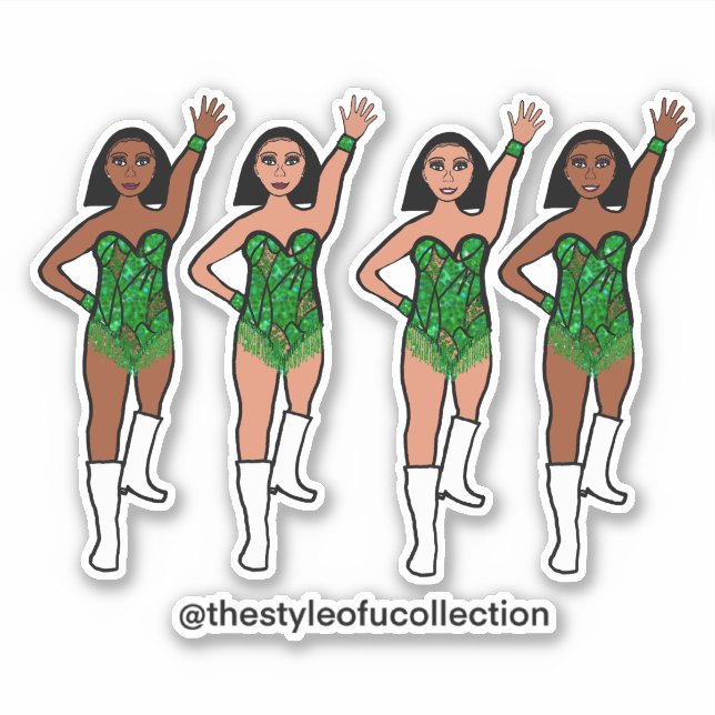 Adesivo Majorette / Dancer Stickers Fringe Verde (Frente)