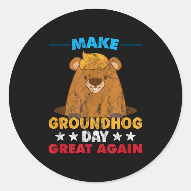 Adesivo Make Groundhog Day Great Again Woodchuck Shadow An (Frente)