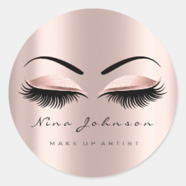 Adesivo Makeup Artist Beaust Rosa Dourado Eye Lashes Name