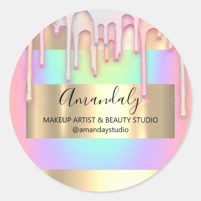 Adesivo Makeup Artist Compra Frame Rosa Holograph Dourado (Frente)