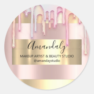 Adesivo Makeup Artist Compro Dourado Frame Rosa Powder Ele