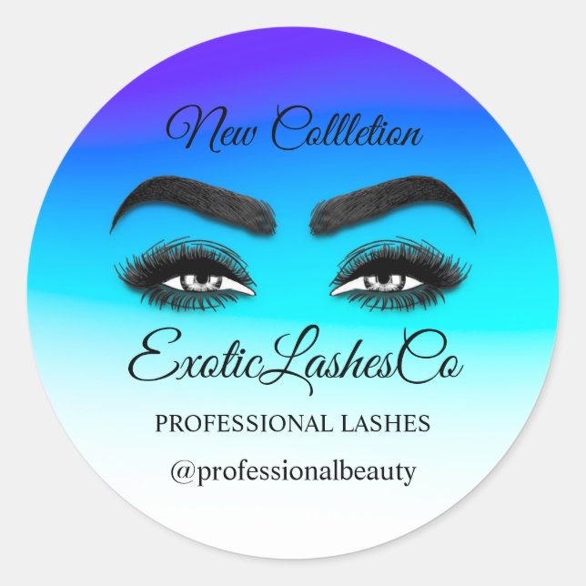 Adesivo Makeup Artist Eyelash Logo Ombre Blue White (Frente)