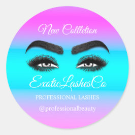 Adesivo Makeup Artist Eyelash Logo Roxo Ombre Azul Cor-de-