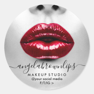 Adesivo Makeup Artist Foto batom brilhante lábios vermelh