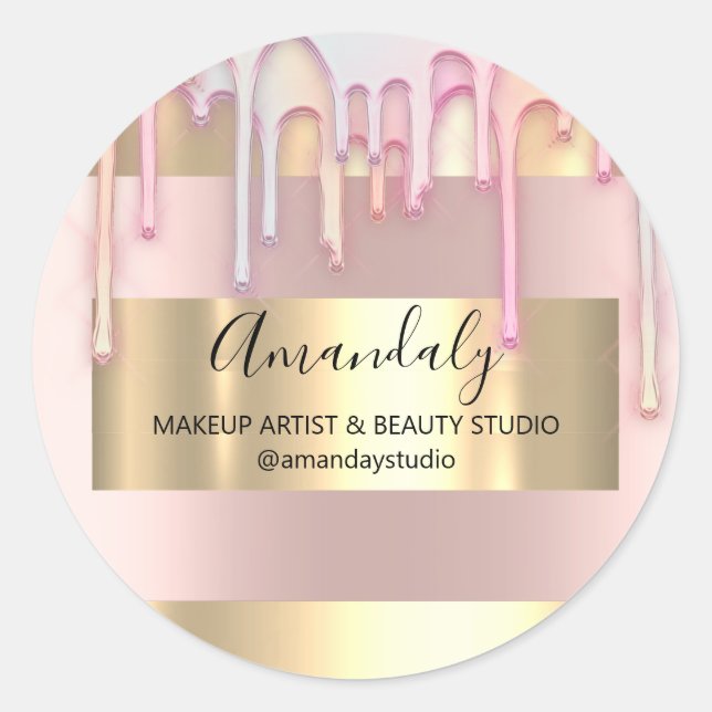 Adesivo Makeup Artist Glitter Dourado Frame Rosa rosa (Frente)