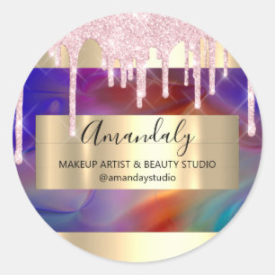 Adesivo Makeup Artist Glitter Framed Dourado Hológrafo Ros