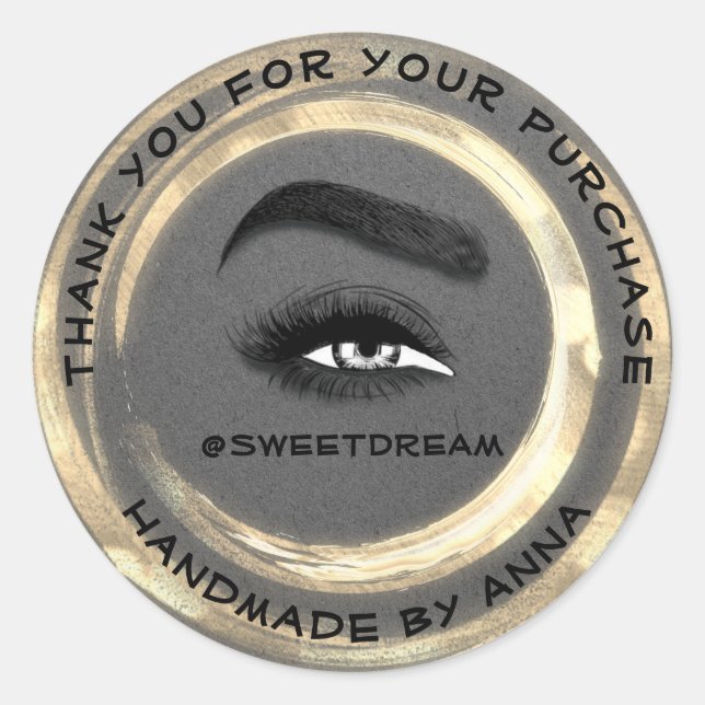 Adesivo Makeup Artist Lash Cleaner Cinza Ouro Frame Logo (Frente)