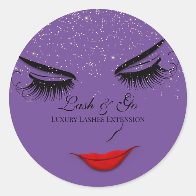 Adesivo Makeup Artist Lash Extension Lábios Purple Glitter (Frente)