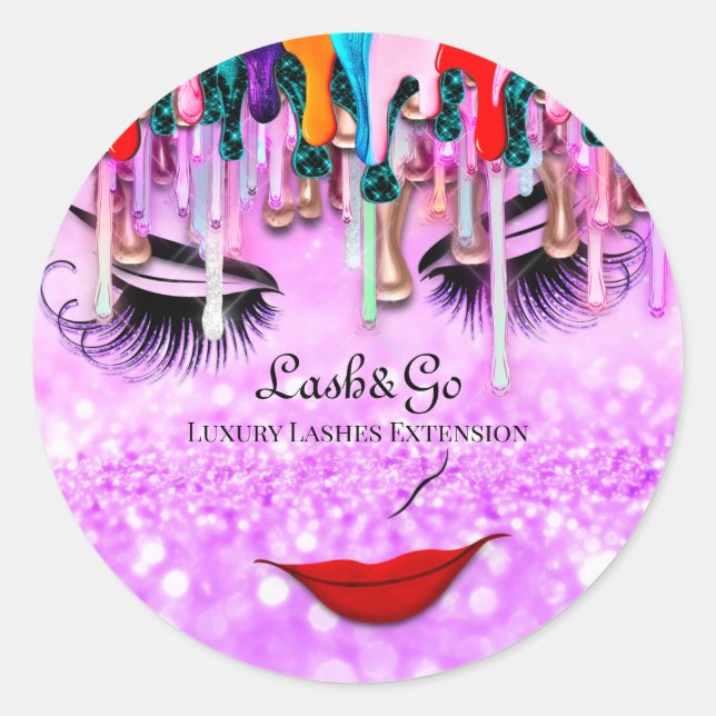 Adesivo Makeup Artist Lashes Produto Drives Glitter Rosa (Frente)