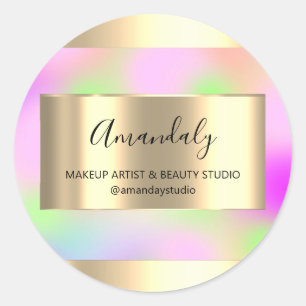 Adesivo Makeup Beauty Compra Frame Dourado Favor Rosa