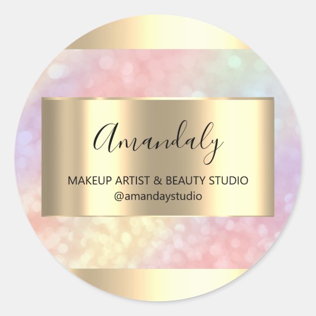 Adesivo Makeup Beauty Compro Frame Dourado Favor Holograph (Frente)