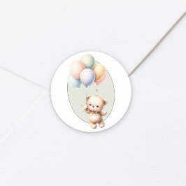 Adesivo Mal podemos esperar urso fofo balão baby shower