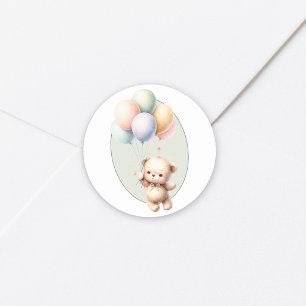 Adesivo Mal podemos esperar urso fofo balão baby shower