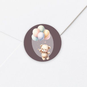 Adesivo Mal podemos esperar urso fofo balão baby shower