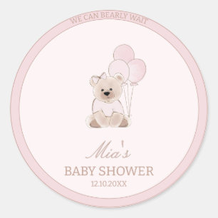 Adesivo Mal Podemos Esperar Urso Teddy Rosa Chade de Bebê
