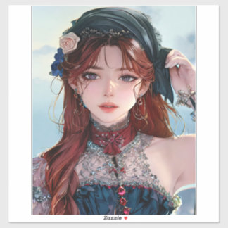 Adesivo Mala de Laptop de Menina de Animação Adorável