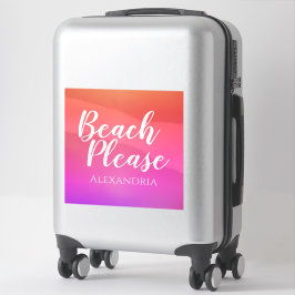 Adesivo Mala de Praia Cor-de-Rosa Laranja Ombre Personaliz