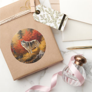 Adesivo Malamute do Alasca nas Folhas do outono inspira-se